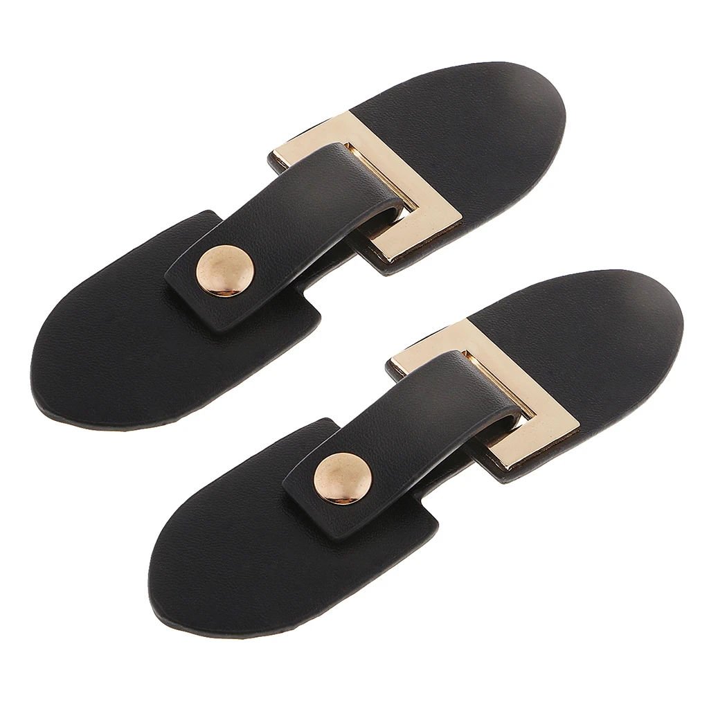 2 Pair DIY PU Leather Sewing Buttons with Metal Buckle Hook Snap Clasp Black