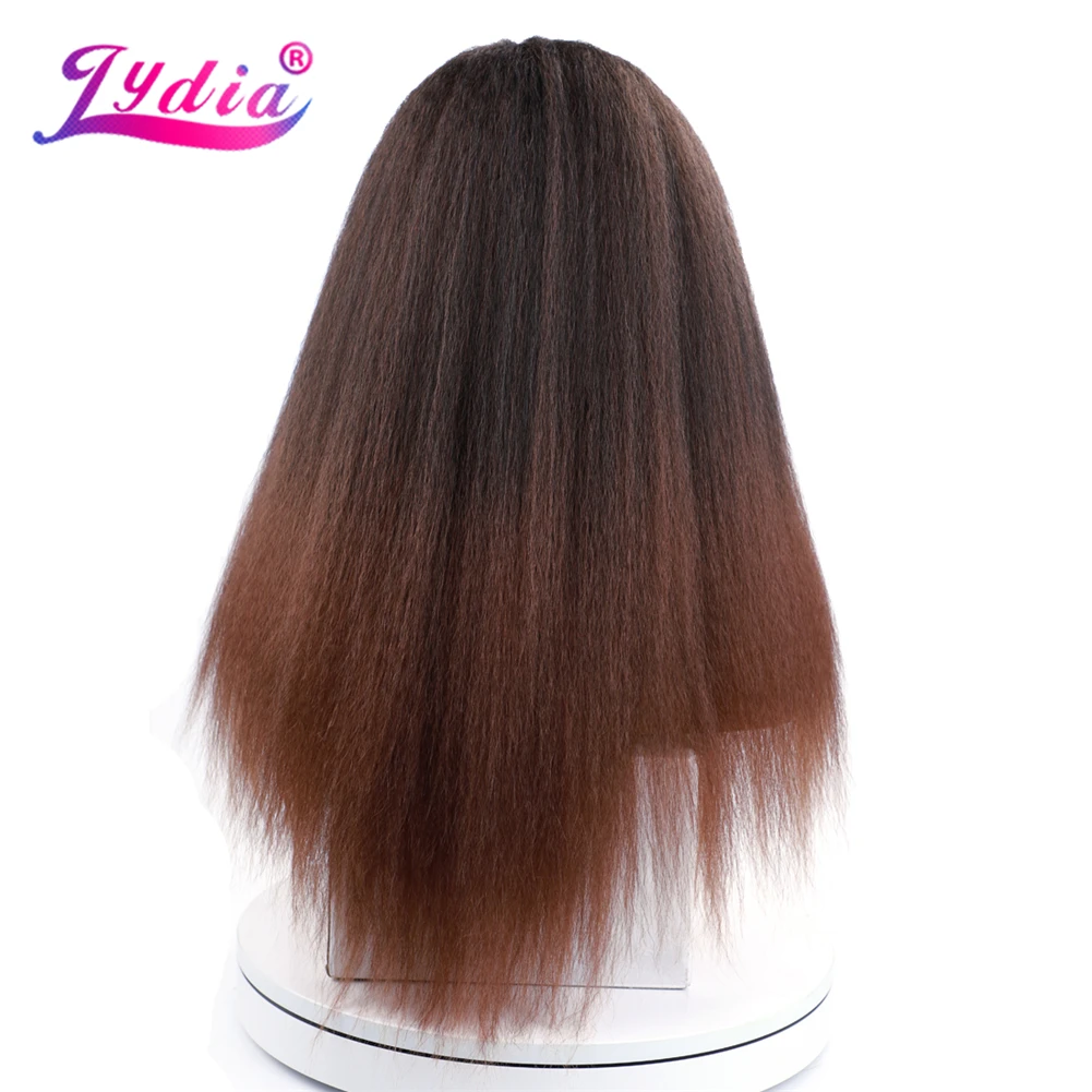 Lydia Afro Kinky Straight U-Teil, gemischte Farben, braune Käfer-Rothaar-Perücke, hitzebeständige synthetische 20-Zoll-Tagesperücken für Frauen, flauschig – Detail 5