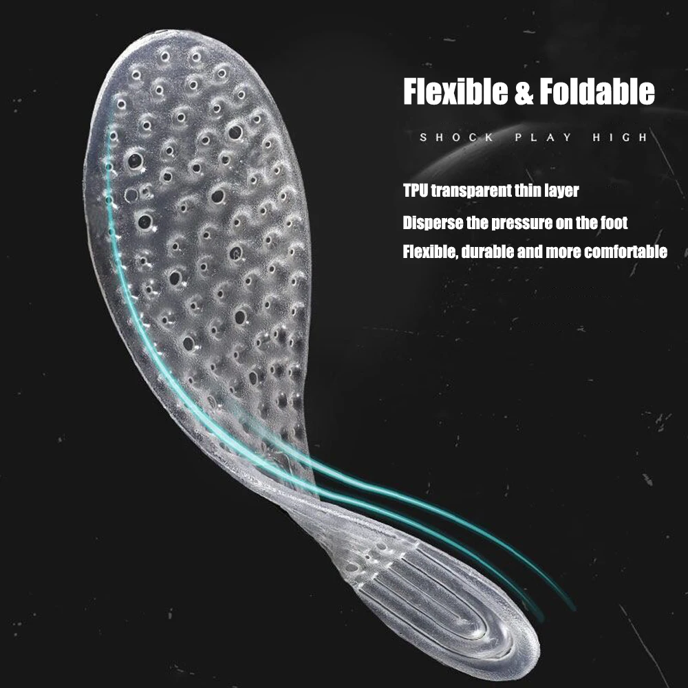 Silicone Sport Insoles for Basketball Shoes Air Shock Absorption Cushion Fascitis Plantar Insoles for Feet Massage Shoe Sole