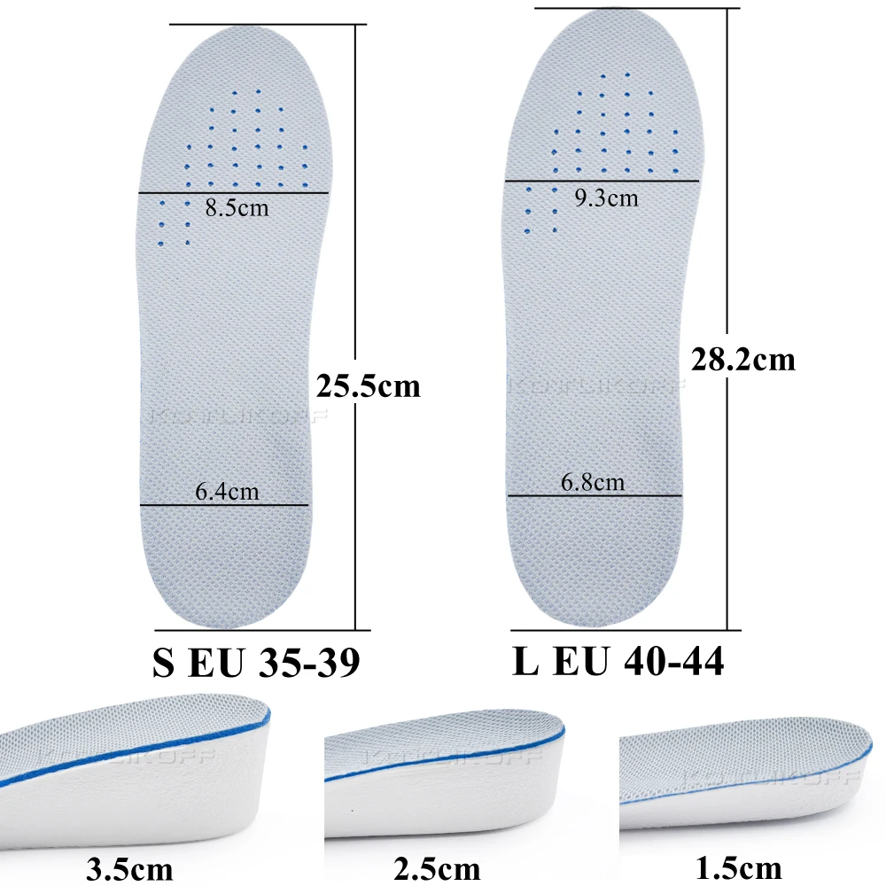 Height Increase Insoles For Men/Women 1.5/2.5/3.5CM Up Invisiable Arch Support Orthopedic Insoles Shock Absorption Insert
