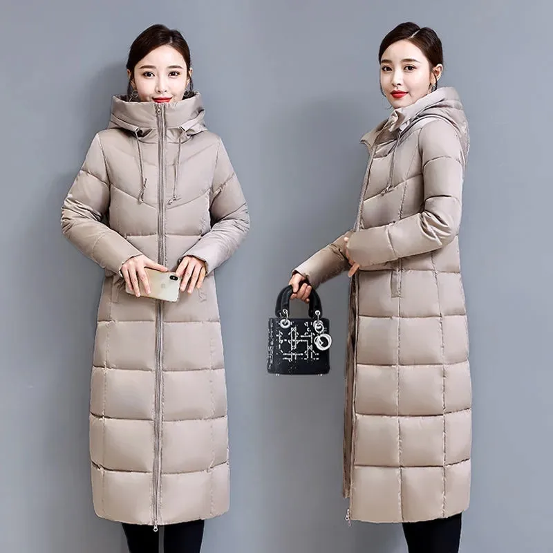 

Winter Clothes Women Parka Hooded Stand Collar Long Coat Cotton-Padded Jacket Warm Thick Outerwear Ladies Plus Size 6XL G1257