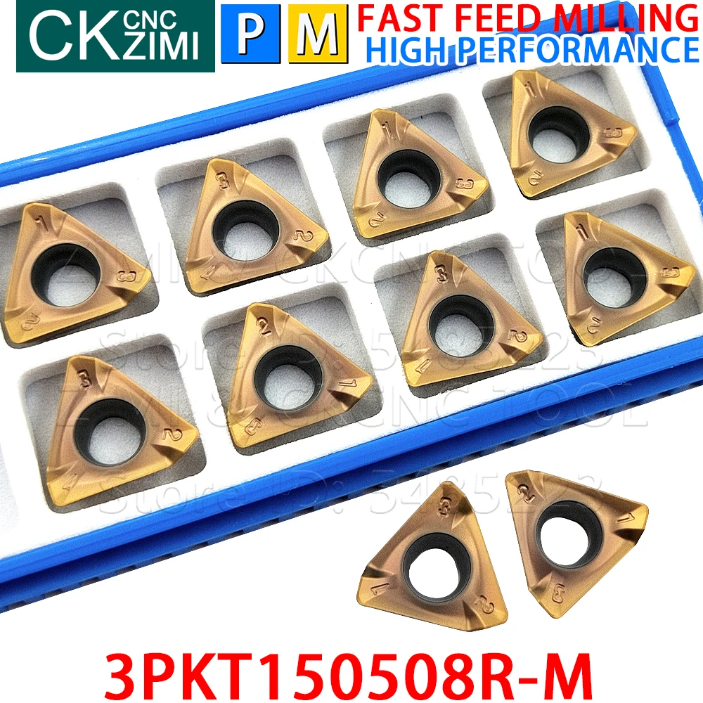 3PKT150508R-M 3PKT 150508R M Carbide Milling Insert CNC Indexable Fast Feed Heavy Cutting Milling Tool for Steel Stainless Steel