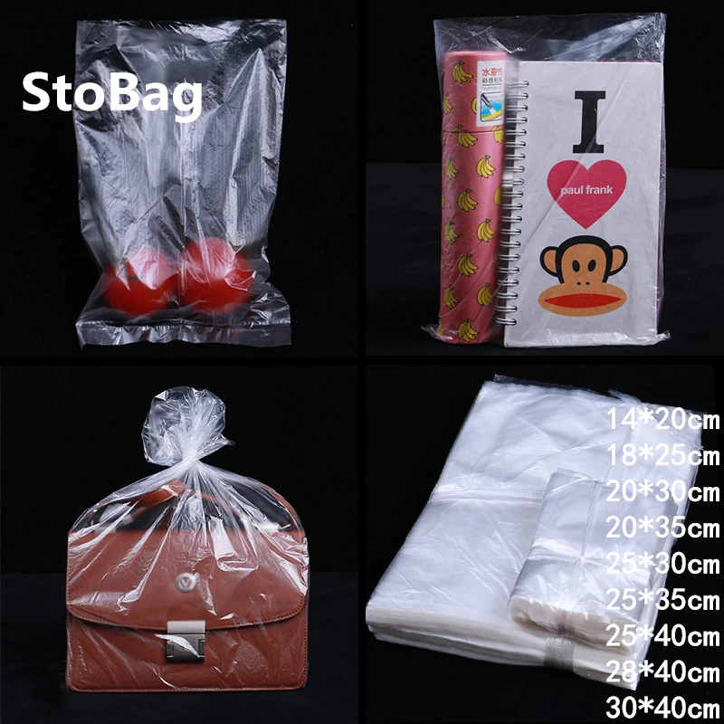 

StoBag 100pcs PE Clear Frosted Dust Fan Clothing Covers Plush Toy Packing Bags Moisture Water Proof Plastic Paper Box Flat Bag