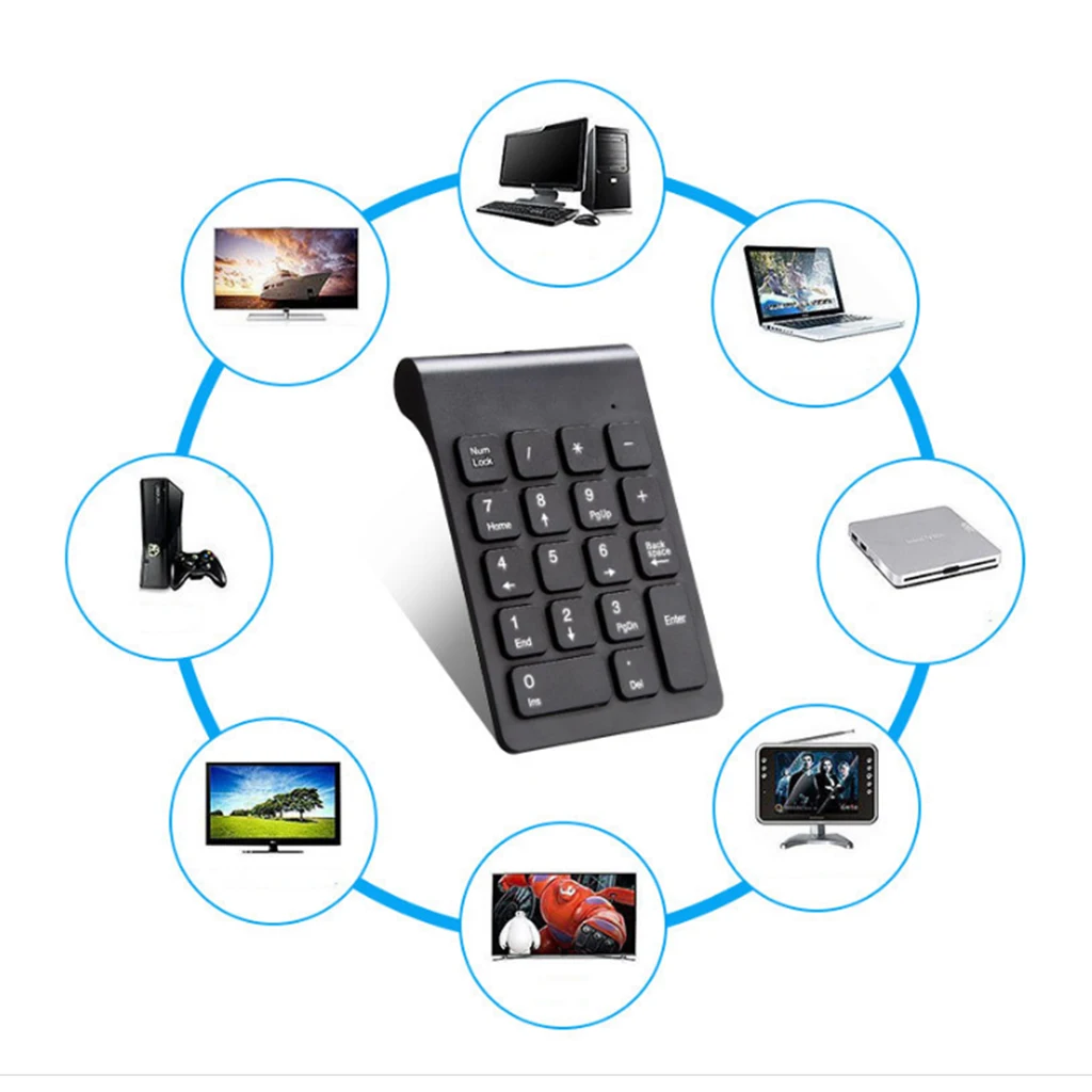 Teclado numérico inalámbrico y ratón para portátil, dispositivo de tamaño pequeño de 2,4 GHz, 18 teclas, Digital, Notebook, Tablets, cajonera de contabilidad