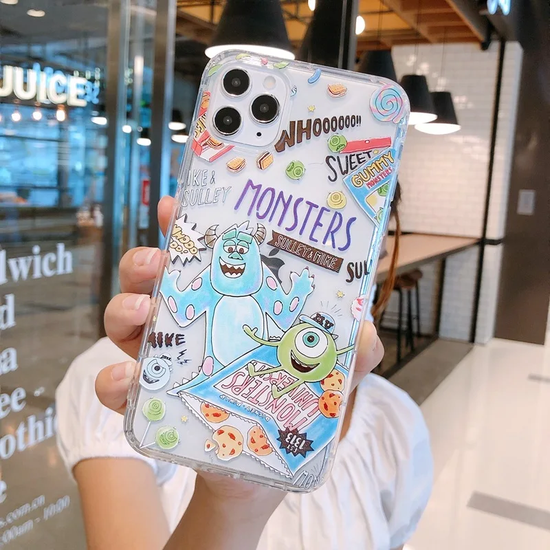 حافظة لهاتف Apple IPhone 7 8 SE2 7Plus 8Plus XS Max 11 Pro 12 Pro غطاء خلفي من البولي يوريثان مطبوع عليه رسوم كارتونية لطيفة