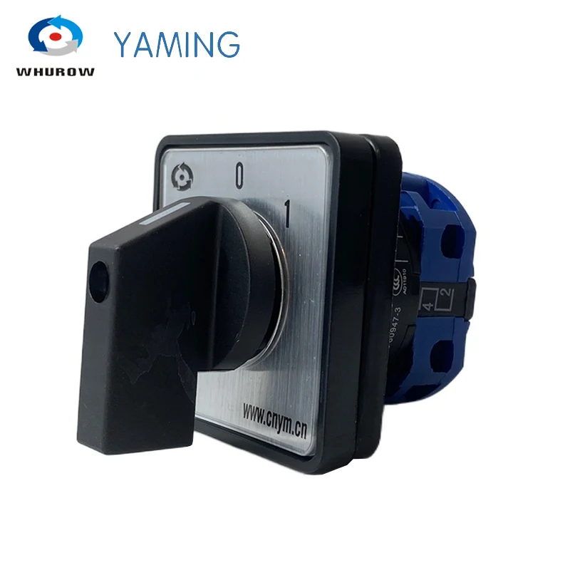 

LW26-20 Rotary switch knob 2 position 0-1 ON-OFF High quality changeover cam switch Ui 690V Ith 20A 1 pole 4 terminals