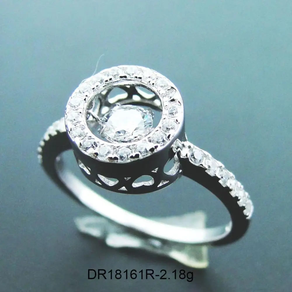 Hot Selling 100% 925 Sterling Silver Dancing CZ Ring For Women Engagement Wedding Party Birthday Gift Jewelry