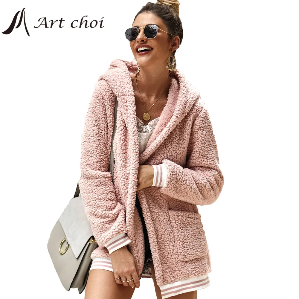 2022 Thick Winter Women Casual Faux Fur Jackets Warm Cardigan Female Teddy Plush Coats Sweatshirt Outerwear Overcoats Streetwear