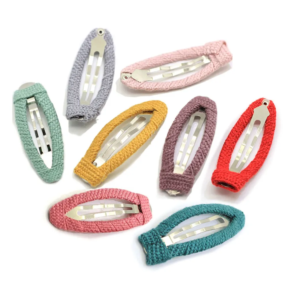 Simple Top Quality Popular 18*48mm Colorful Fashion Cotton Thread Metal Hair Clip For Girl Ornament