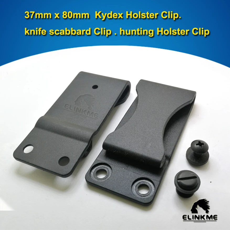 1pcs/bag .37mm *80mm Kydex Holster Clip knife scabbard Clip hunting Holster  Black Clip with screws