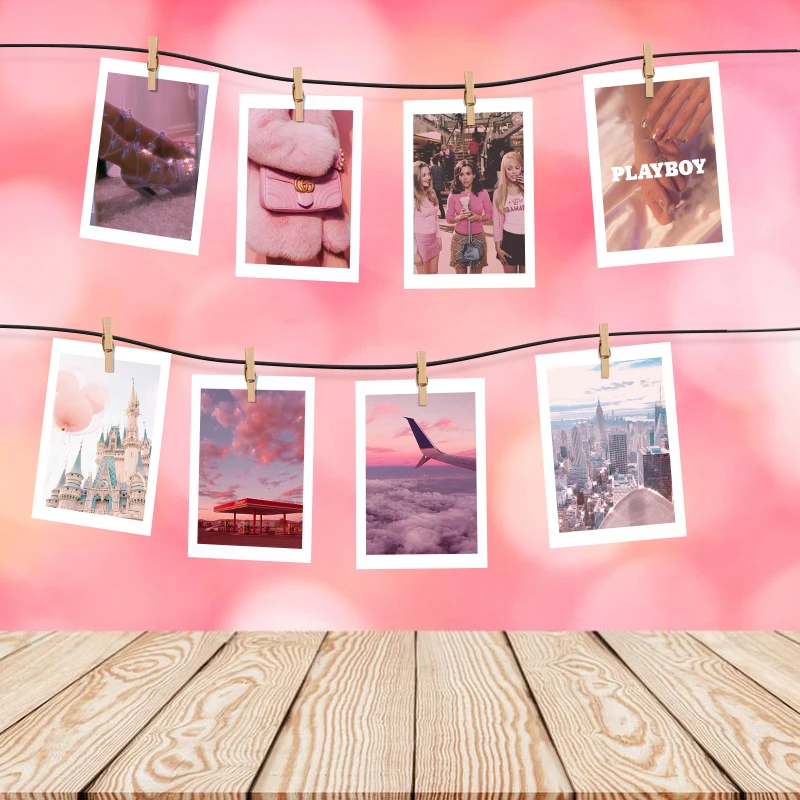 50Pcs Pink Aesthetic Poster Wall Collage Print Kits Warm Color Decor Style Picture Room Bedroom Dorm Birthday Present for Girls