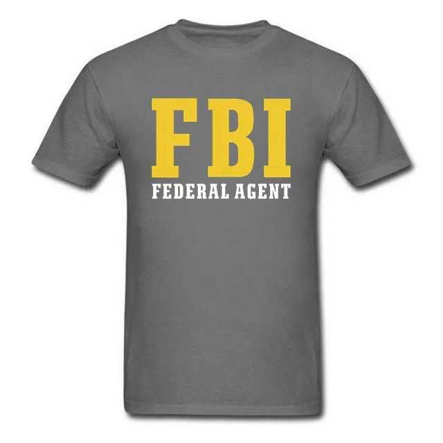 Men Pure Cotton Short Sleeve Tshirt Youth FBI Men T-Shirt Agent Secret Service Police CIA Staff Tee