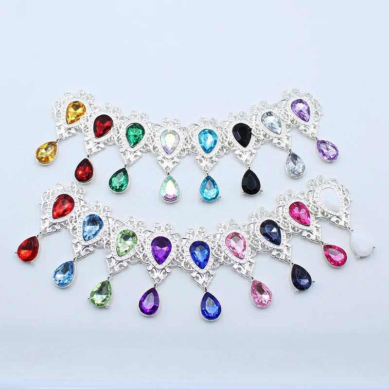 New 26*48mm 10pcs Acrylic Rhinestone Brooch Accessories DIY Wedding Invitation Card Wine Glass Gift Box Jewelry Decoration