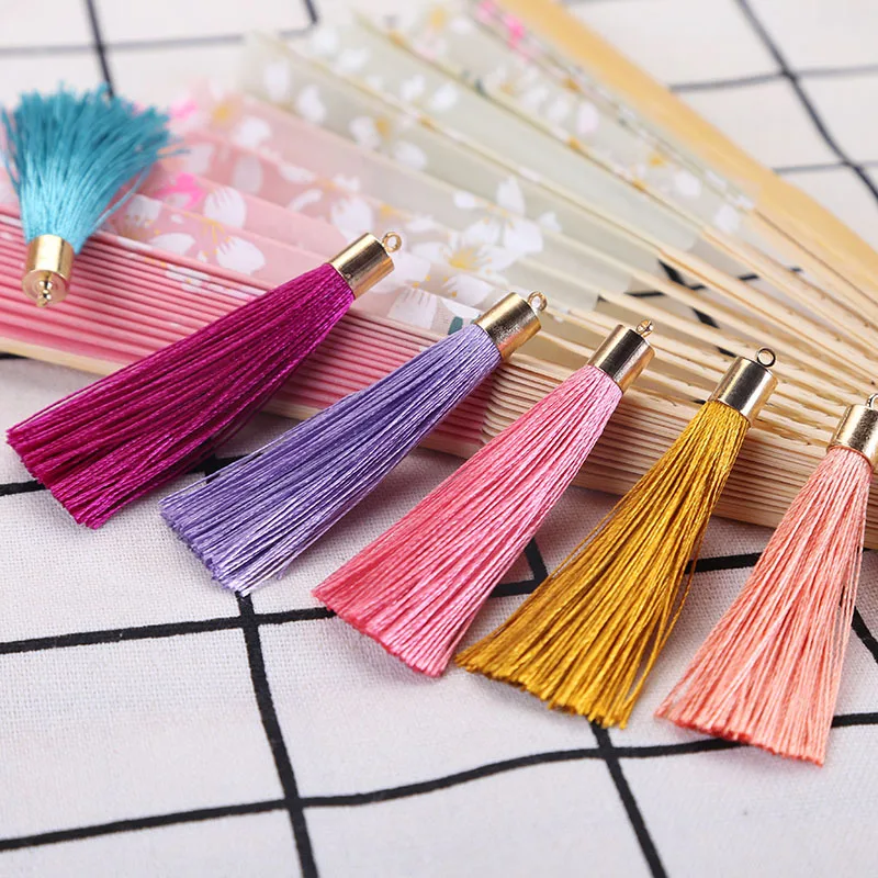 50pcs 6cm Metal Caps Small Tassel Fringe Pendant DIY Crafts Jewelry Curtain Hang Tassel Trim Key Cell Phone Bag Decor Materials