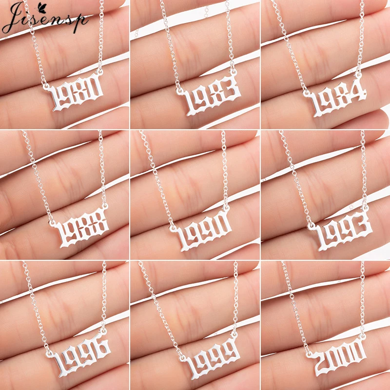 Girl Birth Year Necklace 1980-2024 Arab Number Pendant Necklaces for Women Birthday Gift Link Chain Friendship Jewelry Collares
