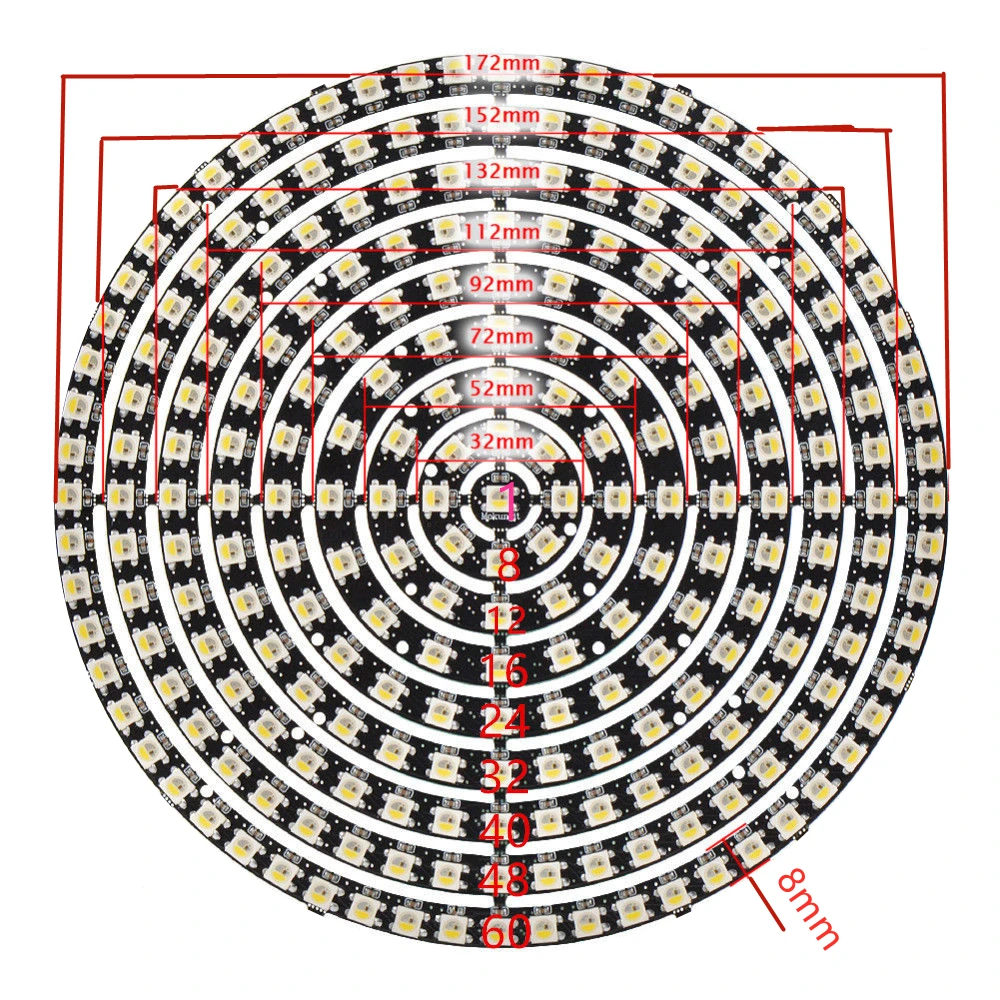 شريط إضاءة LED مزخرف ، RGBW ، RGBWW ، 1 ، 8 ، 12 ، 16 ، 24 ، 32 ، 40 ، 48 ، 60 ، 93 ، LEDs DC5V ، SK6812