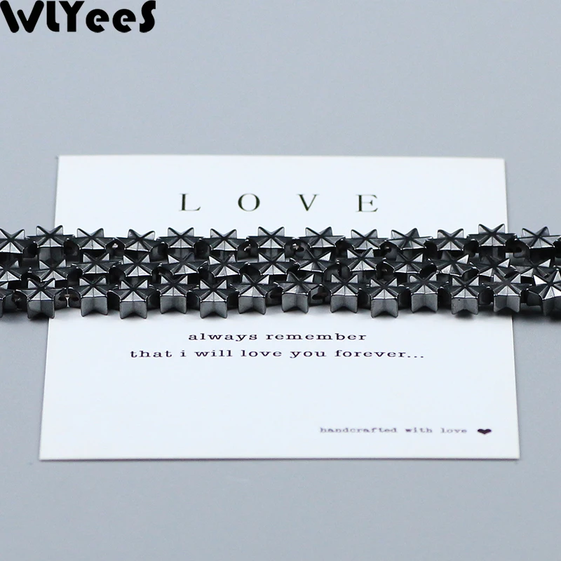 WLYeeS Hexagram Black hematite beads Natural Stone charm loose Beads For Bracelet Necklace Jewelry DIY Making Accessories 3x7mm