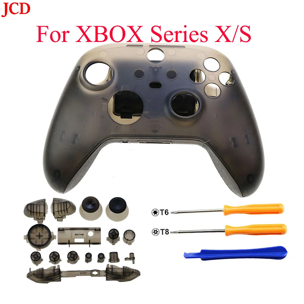 1Set Replacement Part Clear Black Front Faceplate Cover + Back Housing Shell Case For Xbox Series X S Controller with Buttons