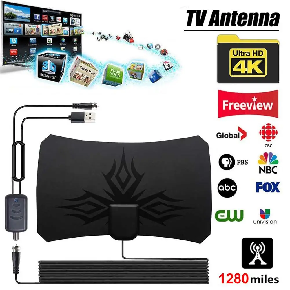 ใหม่1180 Miles 4K HDTV ในร่มเสาอากาศทีวีเครื่องขยายเสียง Booster สัญญาณทีวีรัศมี Surf Fox Antena HD เสาอากาศทีวีทางอากาศ