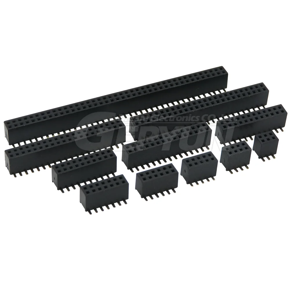 10PCS SMD Double row female pin header 2*2/3/4/5/6/7/8/9/10/12/13/15/20/25/30/40 PIN  1.27MM pitch Connector Socket