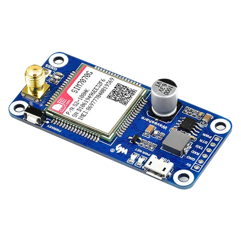Raspberry Pi 4 SIM7070G NB-IoT / Cat-M / GPRS / GNSS HAT for Raspberry Pi Global Support Band with GNSS Positioning
