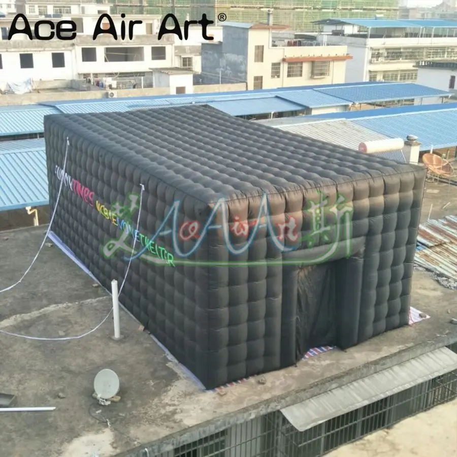 Customized Inflatable Black Cinema Tent Model Movie Tunnel Inflatable Marquee With Screen For Outdoor Events