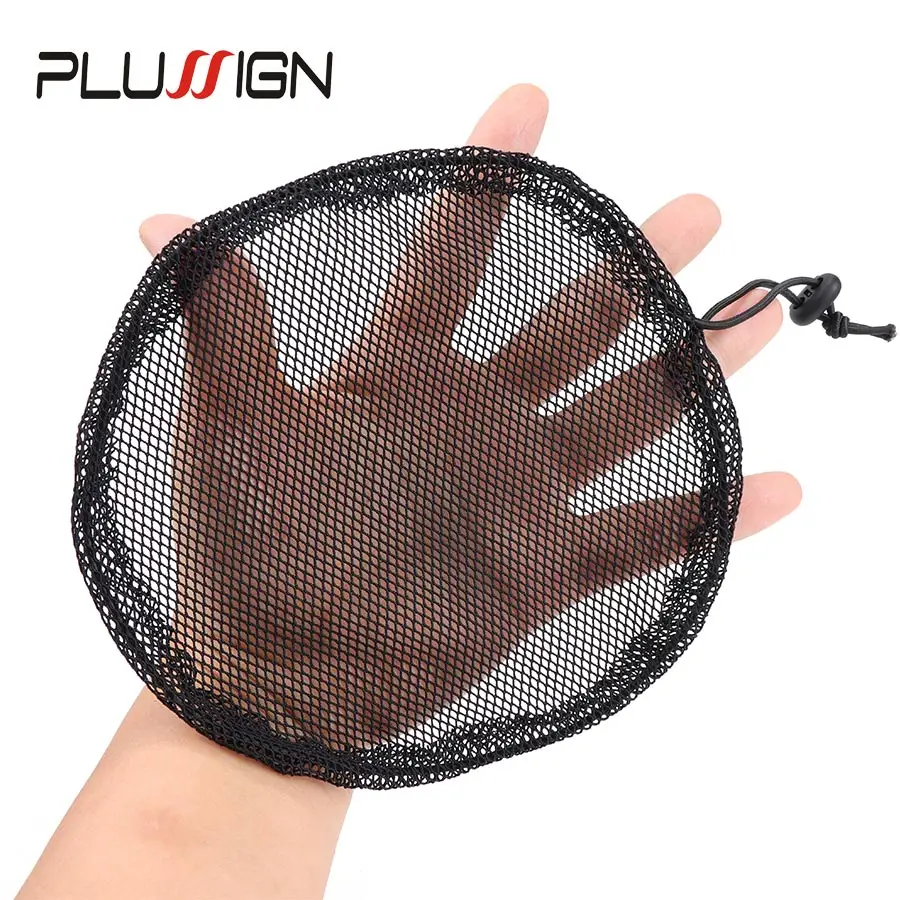 Plussign 5Pcs/Lot Hair Nets For Making Afro Hair Bun Adjustable Strap Ponytail Net Black Hairnet For Bun Two Styles Top Quality