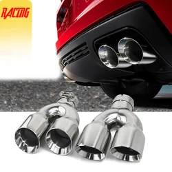 1 Pcs Car Univeral Exhaust Systerm Dual Tips Stainless Steel Tail Pipes for Modify Nozzle for Muffler