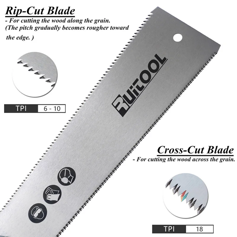 Japanese Pull Saw Double Sided Ryoba Saw 250mm SK5 3-Edge Teeth 0.6mm Flexible Blade for Wood Cutting