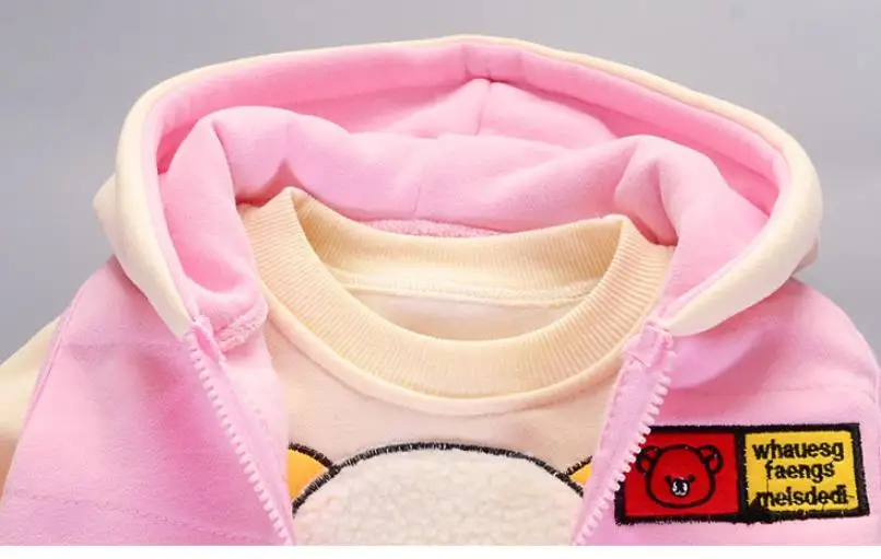 Jungen Mädchen Cartoon Kleidung Anzüge Baby Plus Samt Jacke + Kapuzen Weste + Hosen 3Pcs Sets Kinder Kleinkind winter Sport Kleidung 0-4Y – Detail 14