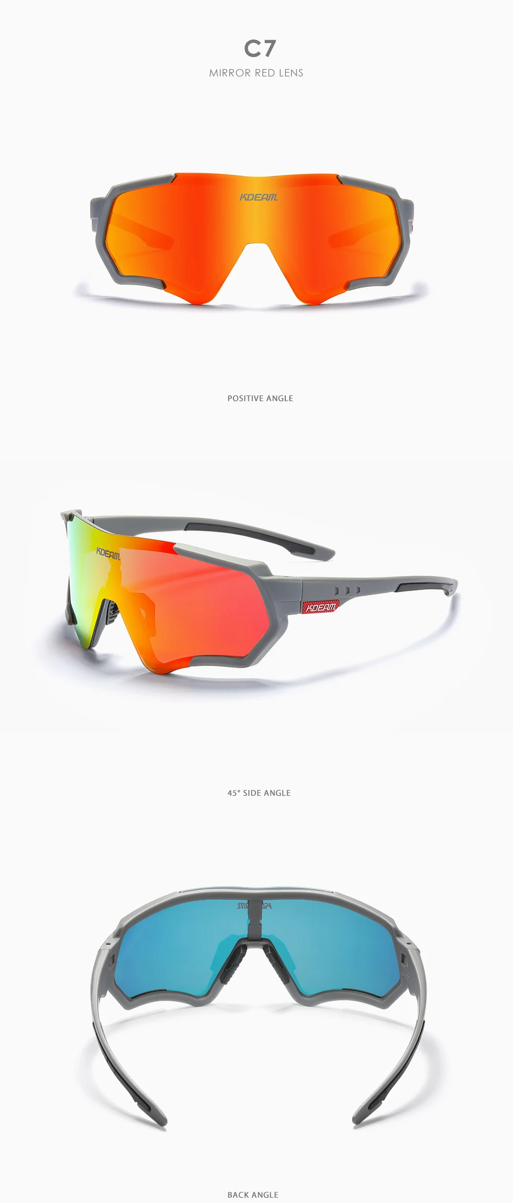 KDEAM Outdoor Sports Herren Sonnenbrille TR90 Polarisierte Sonnenbrille Flash Real Coating Sonnenbrille KD714 CE – Detail 21