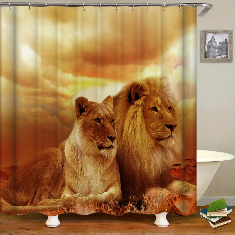 

3D Printed Waterproof Polyester Fabric, Bathroom Decoration, Shower Curtain, Custom Animal Beast