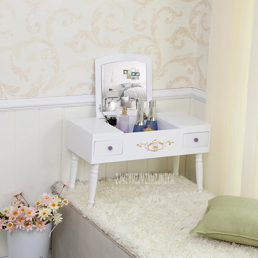 Nordic Bedroom Dressing Table With Mirror Wood Makeup Dresser Furniture Large Capacity For Cosmetics Storage With Drawer