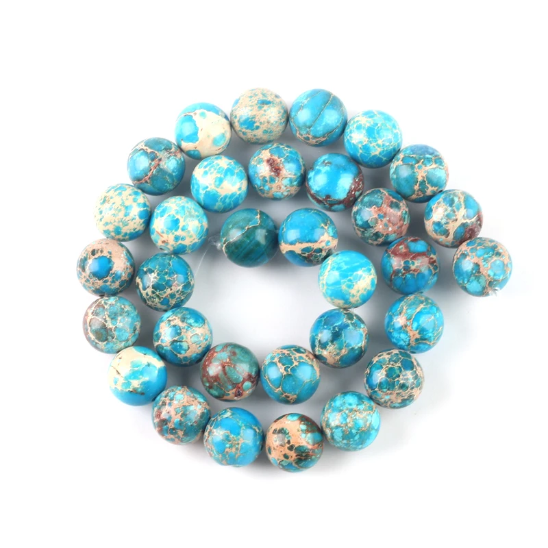 Wholesale Natural Stone Lake Blue Sea Sediment Turquoises Imperial Jaspers Beads 4/6/8/10/12MM Diy Beads For Jewelry Making