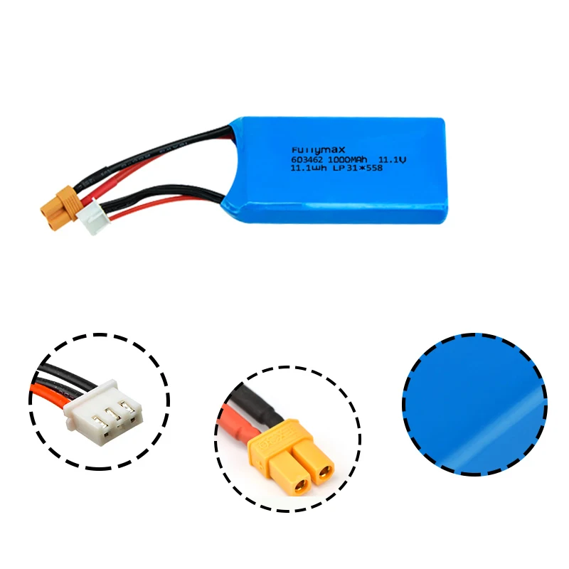 3S 11.1v 1000mAh Lipo Battery for XK X450 FPV RC Drone Spare Parts 11.1 v Rechargeable Lipo Battery XT30