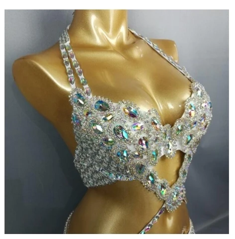 

Sexy Nightclub stage dance bellydance Top bra +Belt 2pcs set Dropshipping Women's belly dance costume belly dancing clothes