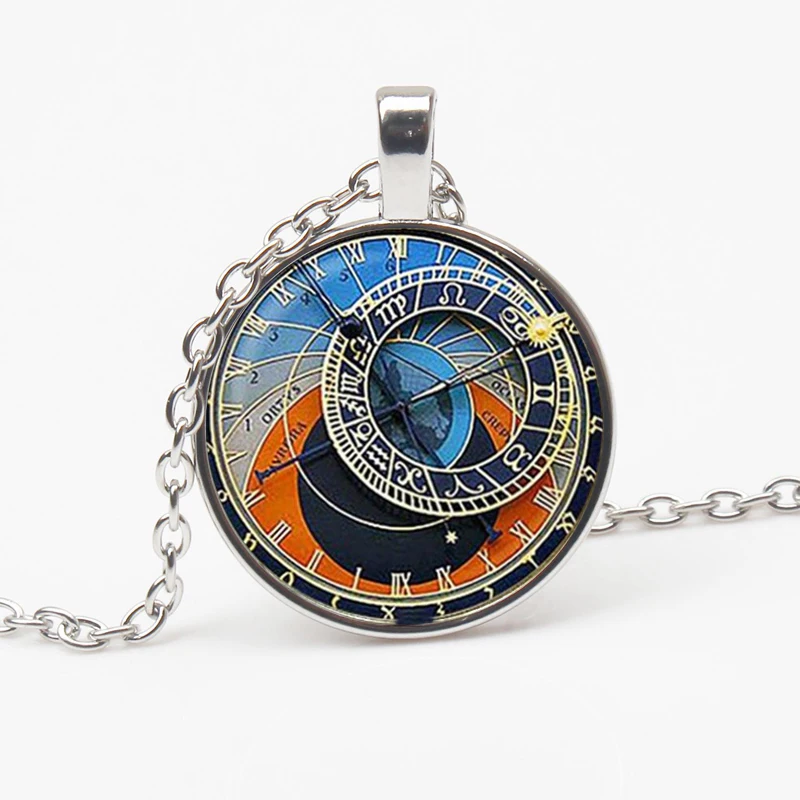 Popular Astrology Clock Pendant Necklace Retro Watches Astronomy Jewels Friends Family Birthday Christmas Party Gifts Souvenirs
