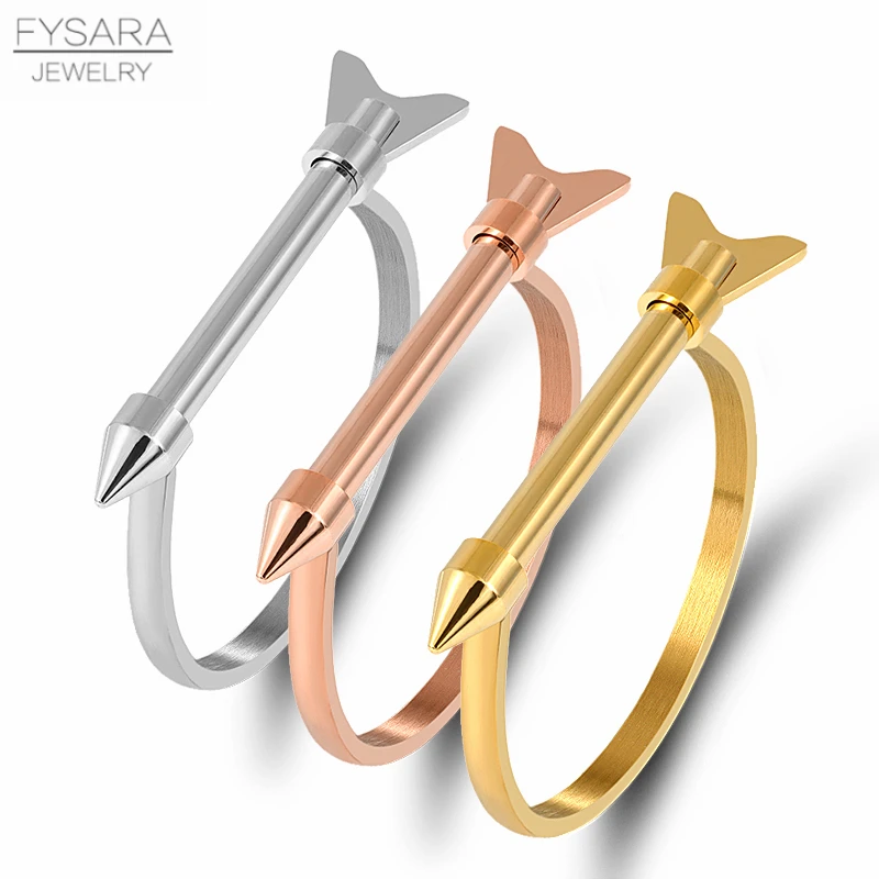 FYSARA Arrow Bracelets Noeud Armband Gold color Bangle Bracelet For Women Screw Cuff Bracelet Couple Vintage Manchette Pulseiras