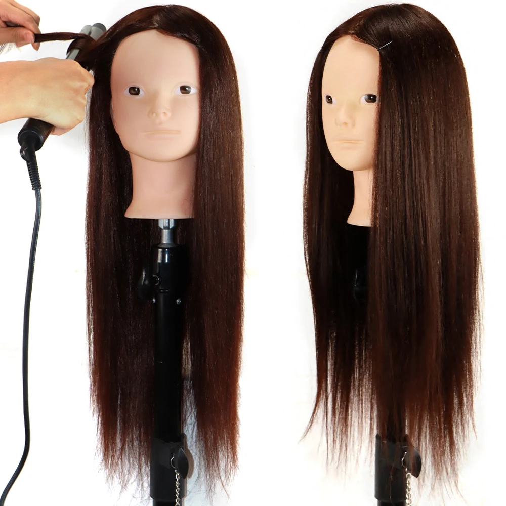 Mannequin Training Head With Stand Mixed 85% Real Hair For Makeup Practice Cosmetology Dolls Head For Hairdressers Hairstyles