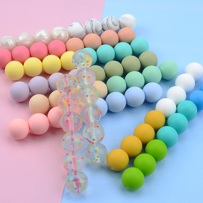 LOFCA 15mm 10pcs/lot Silicone bead Safe Food Grade Round Fashion DIY Keychain Necklace Jewelry Accessories