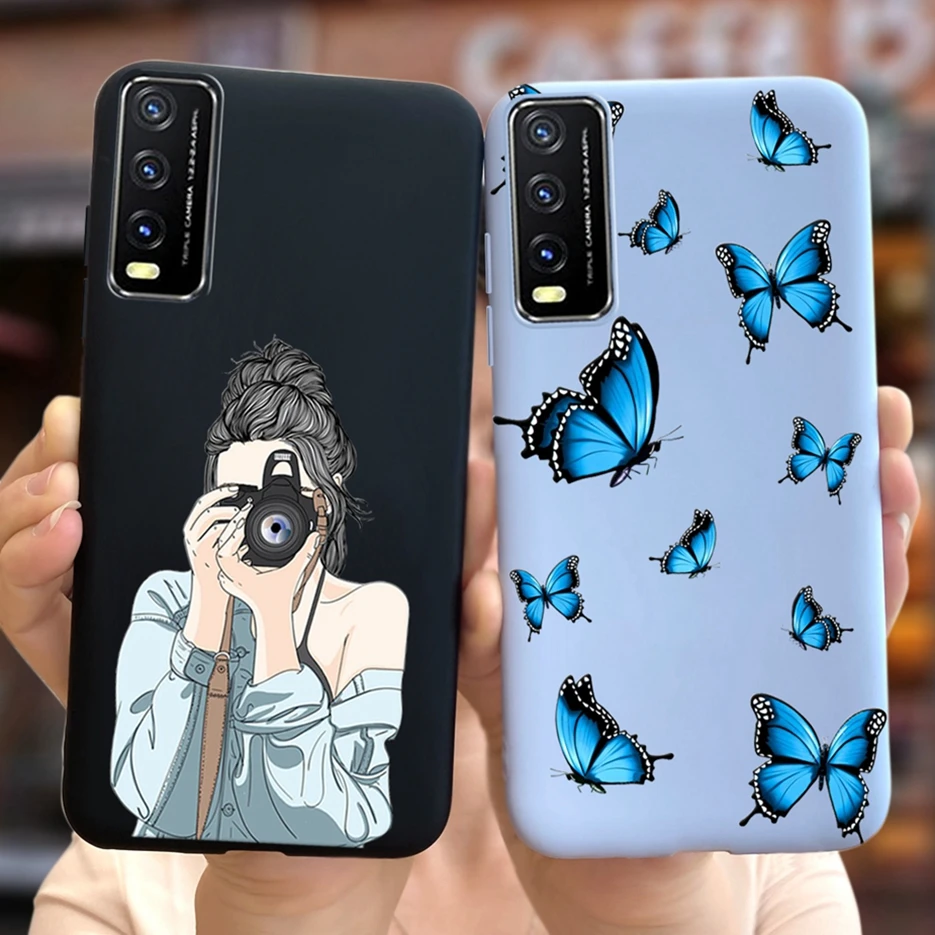 Pretty Girls Butterfly Cover For Vivo Y20 Y20i Y20s Y20G Y20T Case Y11s Y12s Soft Silicone Case For Vivo Y12s Y12a Y 20 i Bumper