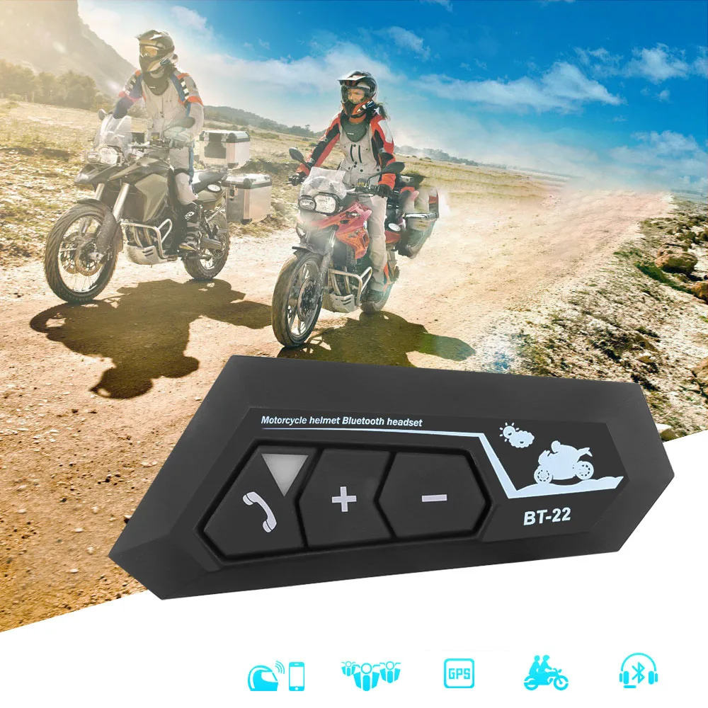 

BT22 Helmet Headphone Bluetooth Motorcycle Headset 5.0 Bluetooth Intercom Motor Bike Earphone Noise Reduction Microphone