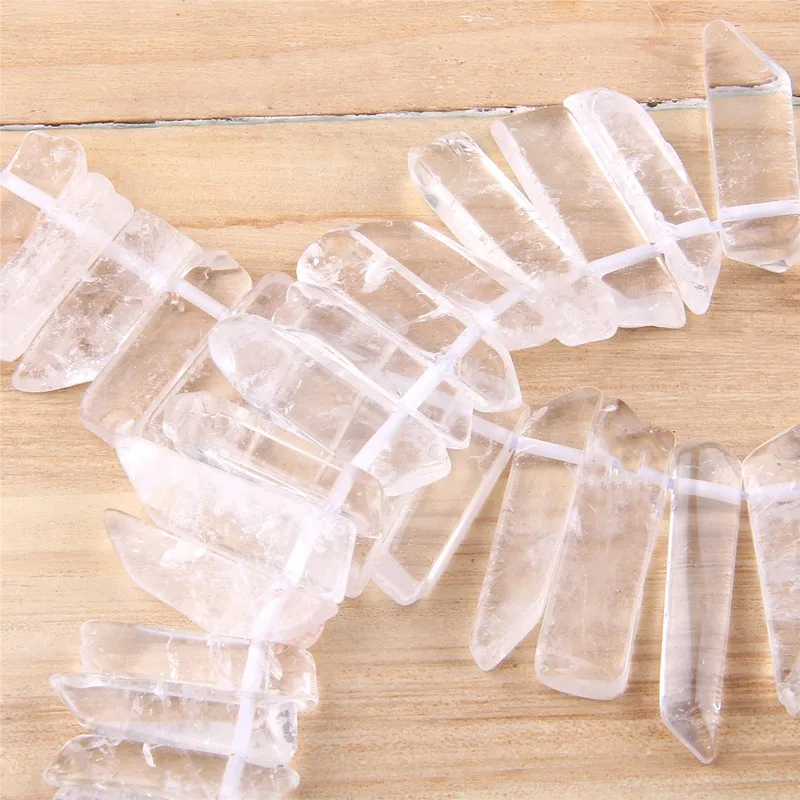 Natuurlijke Clear Crystal Point Kralen 5-8 Mm * 20-48 Mm Transparant Quartz Geboord Gepolijst Slab Stok kralen Voor Diy Afgestudeerd Hanger