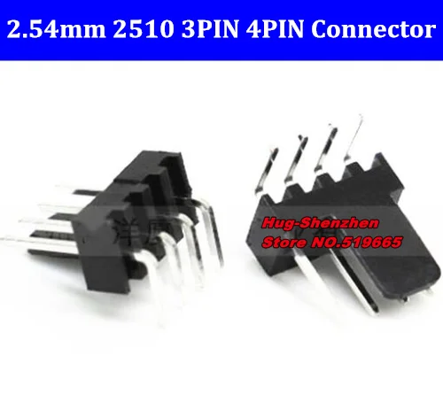 Black plastic shell 2.54mm 2510 3PIN 4PIN 3-pin 4-pin (3+1) curved needle connector scoket for PC computer ATX 2540 fan Power