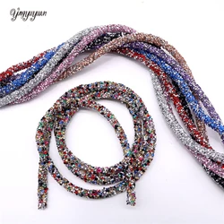 7mm resina Glitter strass corda tubo cavo paillettes rifilatura per gioielli fai da te collana braccialetto decorazione del partito matrimonio 91 cm/lotto