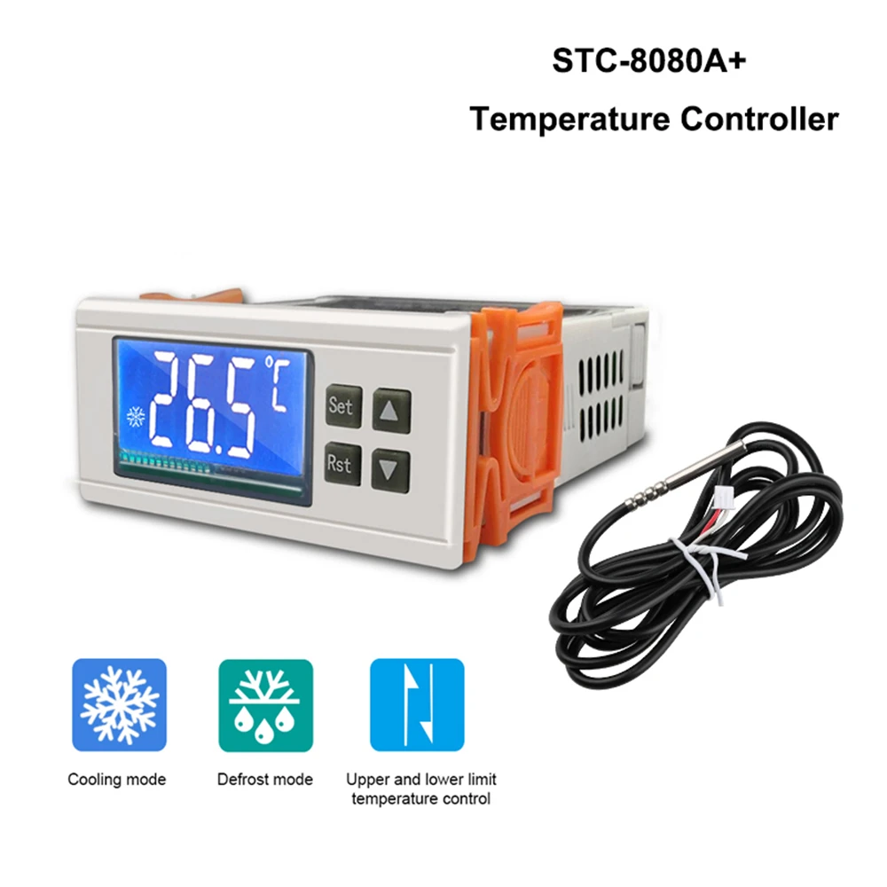 

STC-8080A+ Digital Temperature Controller 12V 24V 110V 220V Thermostat Regulator Defrosting Cooling Thermoregulator With Sensor