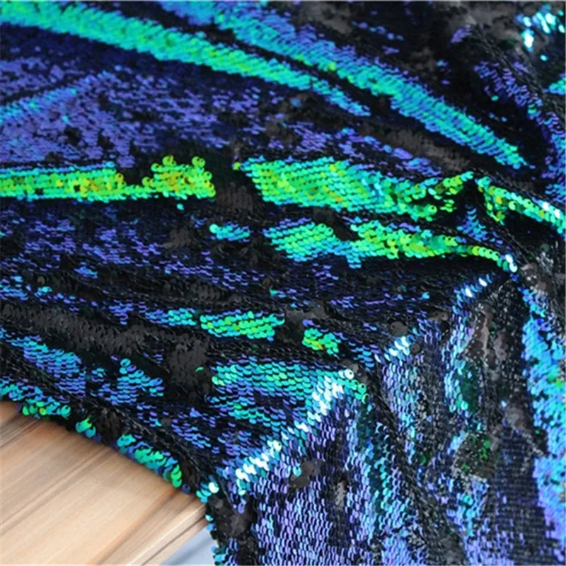 Embroidered Sequin Fabric Blue Green Fish Scale DIY Props Decor Mermaid Skirts Dress Stage Clothes Designer Fabric