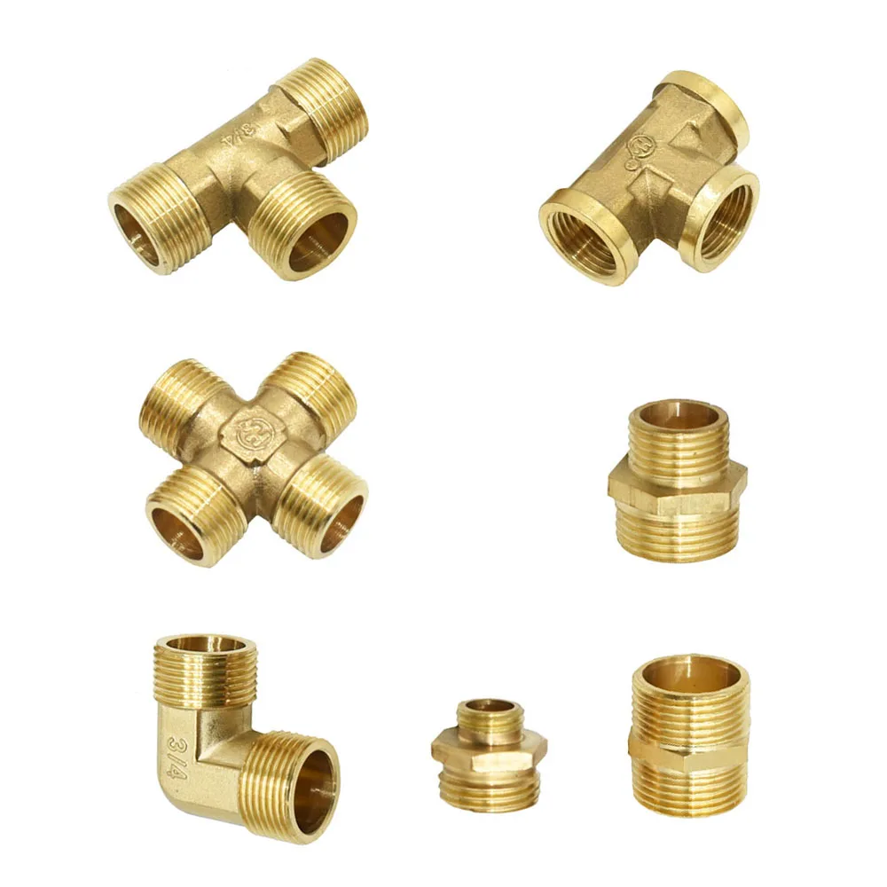 Brass 1/4“ 1/2 3/4 1Inch Male Female Thread Connector Elbow Tee Cross Water Splitter Repair Copper Fittings Reducing Connector 1