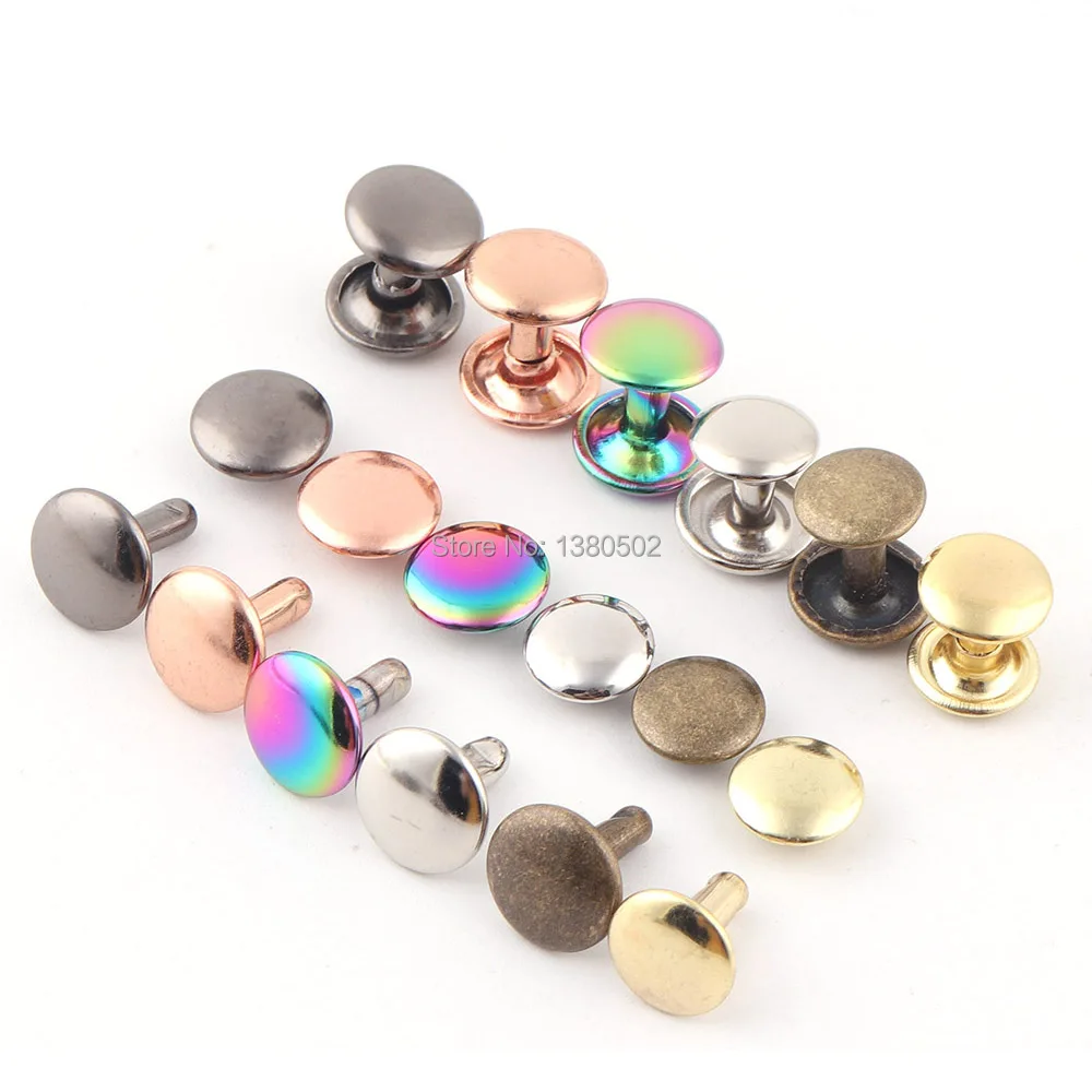 10 대/몫 12 미리메터 6 색 레인보우 로즈 골드 금속 더블 캡 리벳 스터드 가방 벨트 의류 리벳 장식 액세서리