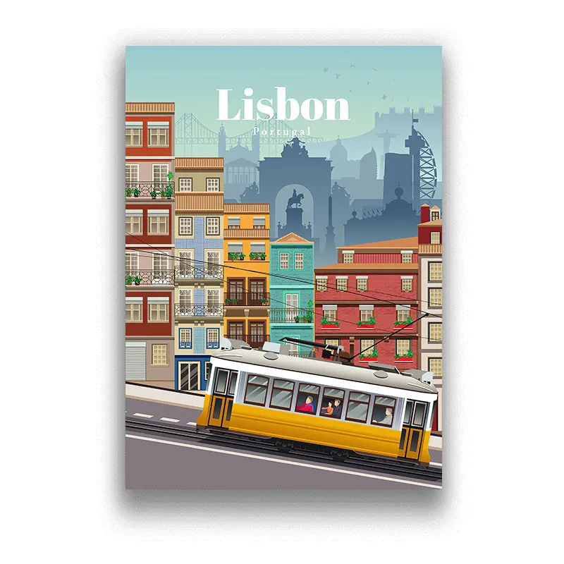 Travel Poster Illustration Nordic Print City Landscape white coated paper Painting Wall Picture Living Room Club bar Decoration